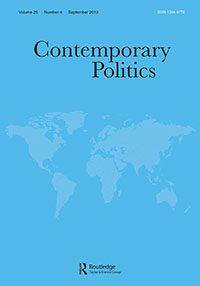 Cover image for Contemporary Politics, Volume 25, Issue 4, 2019