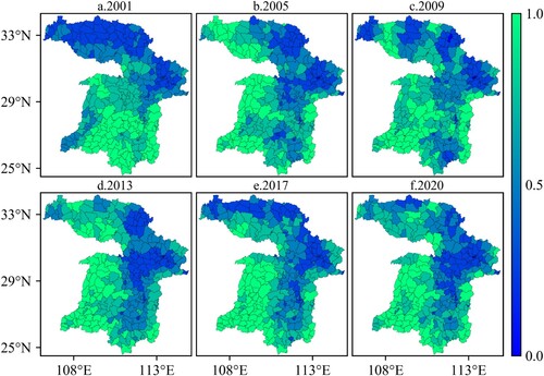 Figure 5. Historical RSEI in the MYRB based on the remote sensing images.