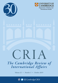 Cover image for Cambridge Review of International Affairs, Volume 32, Issue 5, 2019