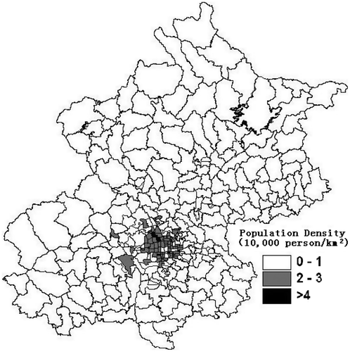 Figure 1. Population density of Beijing at 2010.