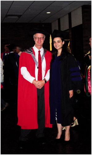 Figure 1. Bill Morgan with Evagelia C. Laiakis (Bill’s graduate student in 2003–2006) at her hooding ceremony at University of Maryland, Baltimore. Photo taken in Baltimore, Maryland, U.S.A., on 18 May 2007.