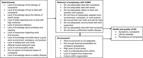 Figure 3 Based on the PRECEDE model of behavior, determinants, and environment in employees with CANS.