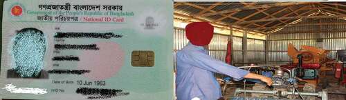 Figure 2. A smart national ID card (on the left) and a farmer showing the machinery in one of the Farmers’ Clubs (on the right).