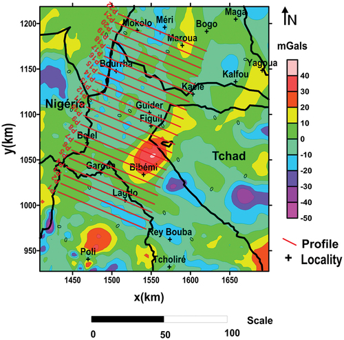 Figure 10. Residual anomaly map of study area showing the profiles.