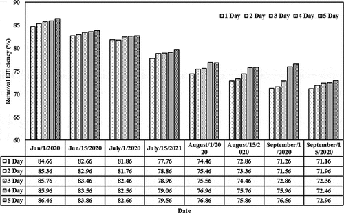 Figure 4. Removal efficiencies of cephalexin with a constant initial concentration of 0.01 mg/L in the CW