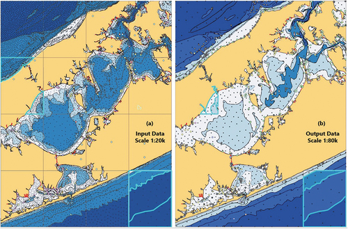 Figure 10. Result Case-2, Long Island Sound, NY-USA (a) Before generalization (b) After generalization.