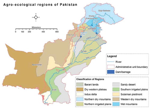 FIGURE 1 Agro-ecological regions and administrative units in Pakistan.