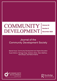 Cover image for Community Development, Volume 54, Issue 6, 2023