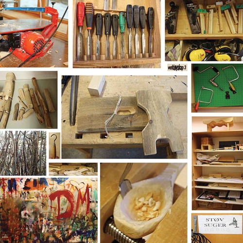 Photo collage 2. Woodworking rooms with agency – examples of the variety of photographic empirical material.