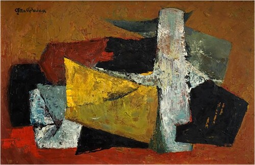 Clara Etso Ugbodaga-Ngu, Abstract, 1960, oil on hardboard, image © Research and Cultural Collections, University of Birmingham