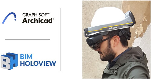 Figure 2. Used BIM software and AR application (left) as well as AR HMD (right).