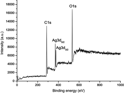 Figure 3 X-ray photoelectron spectroscopy analysis of synthesized silver nanoparticles.