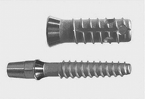 Figure 24. 3.5 mm diameter Timplant® (above) and the new 2.4 mm diameter Nanoimplant® produced from superstrong n-Ti (below).[Citation156,Citation158]