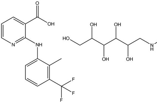 Figure 1. The molecular structural formula of FM. A composite salt of flunixin with meglumine (1:1).