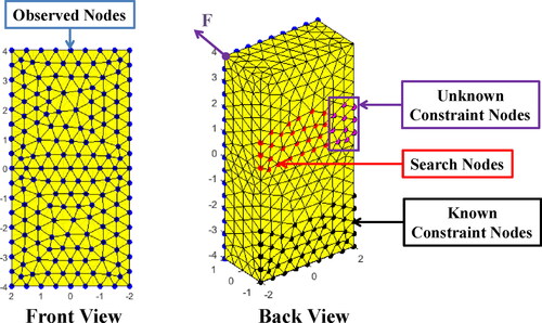 Figure 1. Tetrahedral FEM model for simulation experiments with various kinds of nodes.