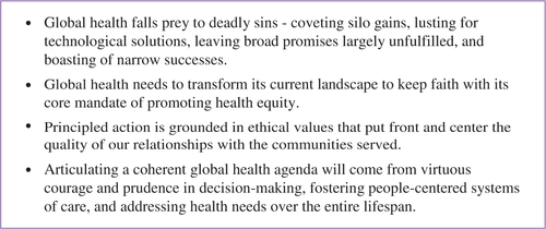 Fig. 1 How sins and virtues articulate themselves in global health agendas.