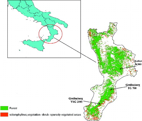 Figure 1. Geographic location of forest distribution and research areas.