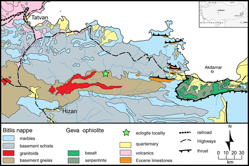 Figure 1. Geologic map of the Bitlis complex after MTA 2005.