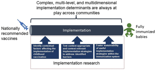 Figure 2. Conceptual framework of the role of implementation research along the vaccine implementation spectrum.