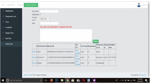 Figure 5. An interface displaying the classification of forbidden access to illegal resources.