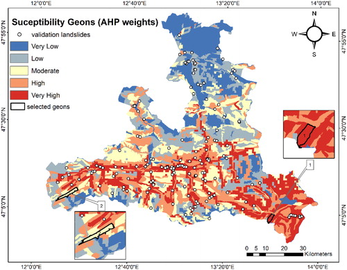 Figure 9. Selected geon for the impact assessment of each conditioning factor on the final susceptibility map using the geon approach based on AHP weights.