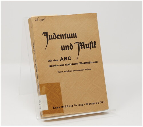 FIGURE 1 Judentum und Musik’ [Jews and Music], the anti-Semitic Nazi publication in which Gellhorn found his name and address, along with those of most of his contemporaries. Authors’ own image.