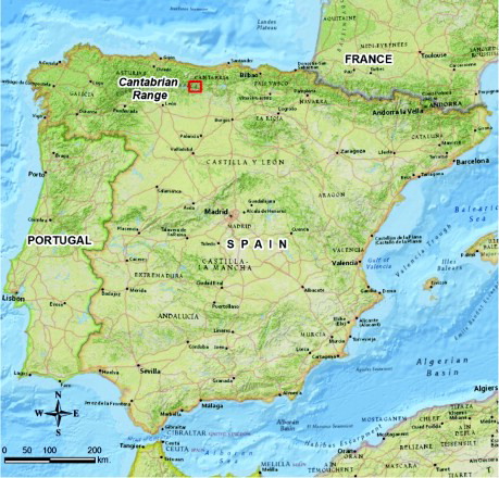 Figure 1. Situation of Fuentes Carrionas within the Iberian Peninsula. Source: National Geographic World Map.