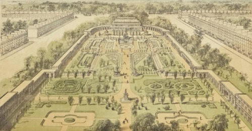 Plate V. The RHS Gardens at South Kensington (Murray’s Book of the RHS, 1863).