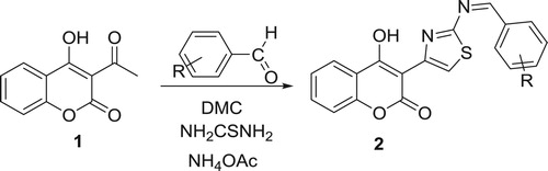 Scheme 2. Protocol synthesis of thiazolyl coumarins derivative 2a.