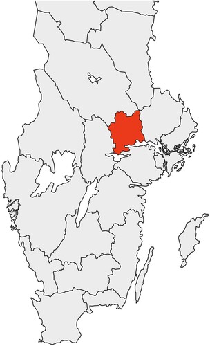 Figure 1. Västmanland County, Sweden, area of investigation.