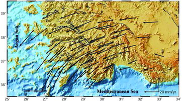 Figure 5. Horizontal velocities with respect to Eurasia Fixed Reference Frame.