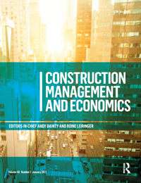 Cover image for Construction Management and Economics, Volume 40, Issue 1, 2022