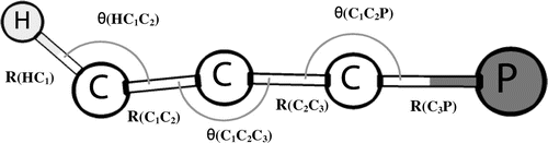 Figure 1. Equilibrium geometry of HC3P−.