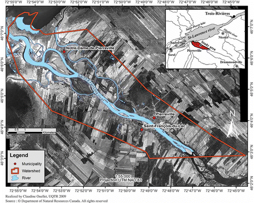 Fig. 1 Location map of the study area with the mouth of the Saint-François River (southern Québec).