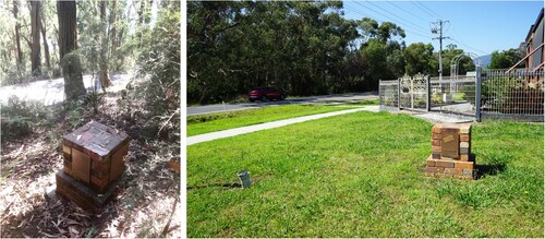 Figure 7. Two Monuments from untitled (seven monuments), Corranderk Boundary, Auntie Joy Murphy Wandin, Wiradjuri/Kamilaroi artist Jonathan Jones and Tom Nicholson.