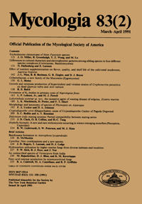 Cover image for Mycologia, Volume 83, Issue 2, 1991