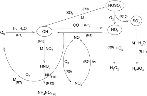 Figure 5. Pathways of heterogeneous reactions of atmospheric trace gases.