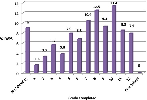 Figure 2. Highest school qualifications of landfill waste pickers. Source: Research data.LWPs, landfill waste pickers.