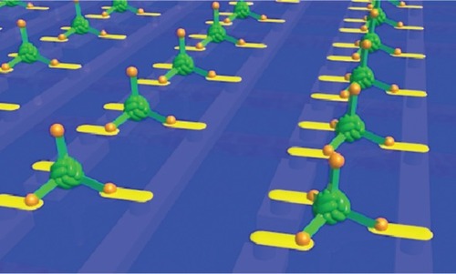 Figure 11 Imagined array of ball and spike protein binding to nanodots and electrodes that interface it to a microelectronic device. Image courtesy of Ichiro Yamashita.