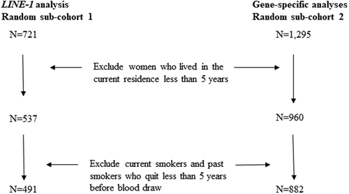 Figure 1. Flowchart of the study participants.LINE-1: long interspersed nucleotide element.