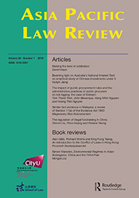 Cover image for Asia Pacific Law Review, Volume 26, Issue 1, 2018