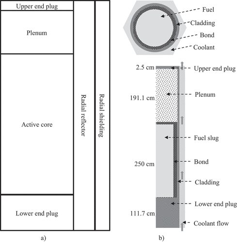 Fig. 2. (a) Schematic core layout and (b) fuel cell model for thermal-hydraulic analyses