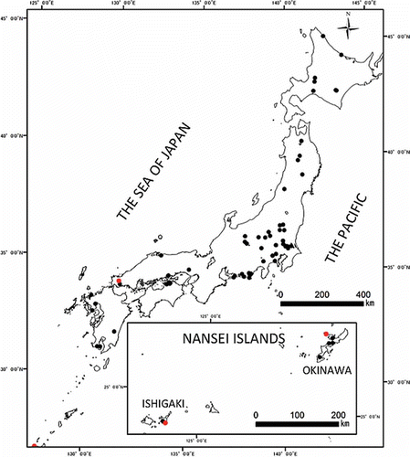 Figure 1 Locations of sampling sites with two different soil groups. The reference group soils (RGS) are indicated by black circles, and the limestone group soils (LGS) are marked by red circles.