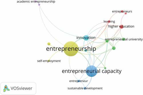 Figure 4. Network visualisation map of the author keywords.