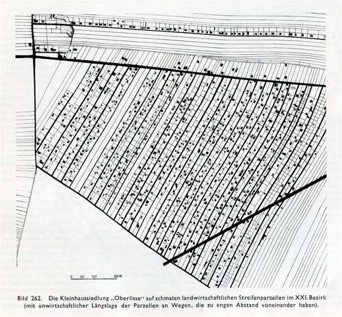 Figure 6. The infamous Oberlisse (arable settlement) Source: Brunner ‘Stadtplanung für Wien: Bericht an den Gemeinderat der Stadt Wien.’ 1952, p. 189.