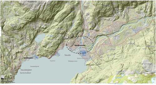 Figure 2. Natural and place-specific preconditions include topography, here assessed through open-access elevation data from the Norwegian mapping authority and fieldwork. Sauda centre is relatively flat, making cycling relatively easy and effortless. Some residential areas are located in elevated parts, making cycling an effort for some