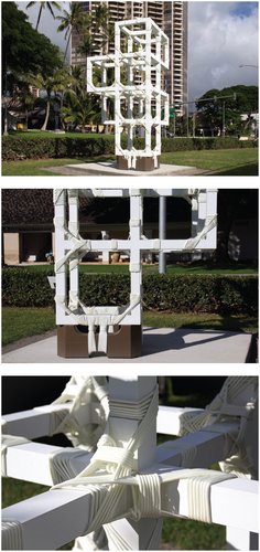 Figure 2. Sean Connelly, Sixteen Cube Truss (2020) adapts Hawaiian canoe lashing for use in common building structures, such as the truss.