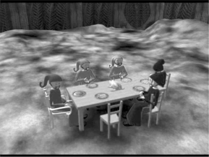 FIGURE 3 Characters at the dinner table.