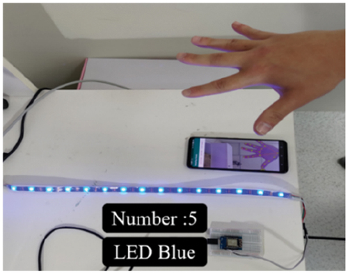 Figure 9. Gesture recognition –blue RGB light bar.