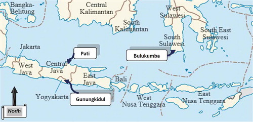 Figure 1. Locations of evaluation of Master TreeGrower training courses, Indonesia